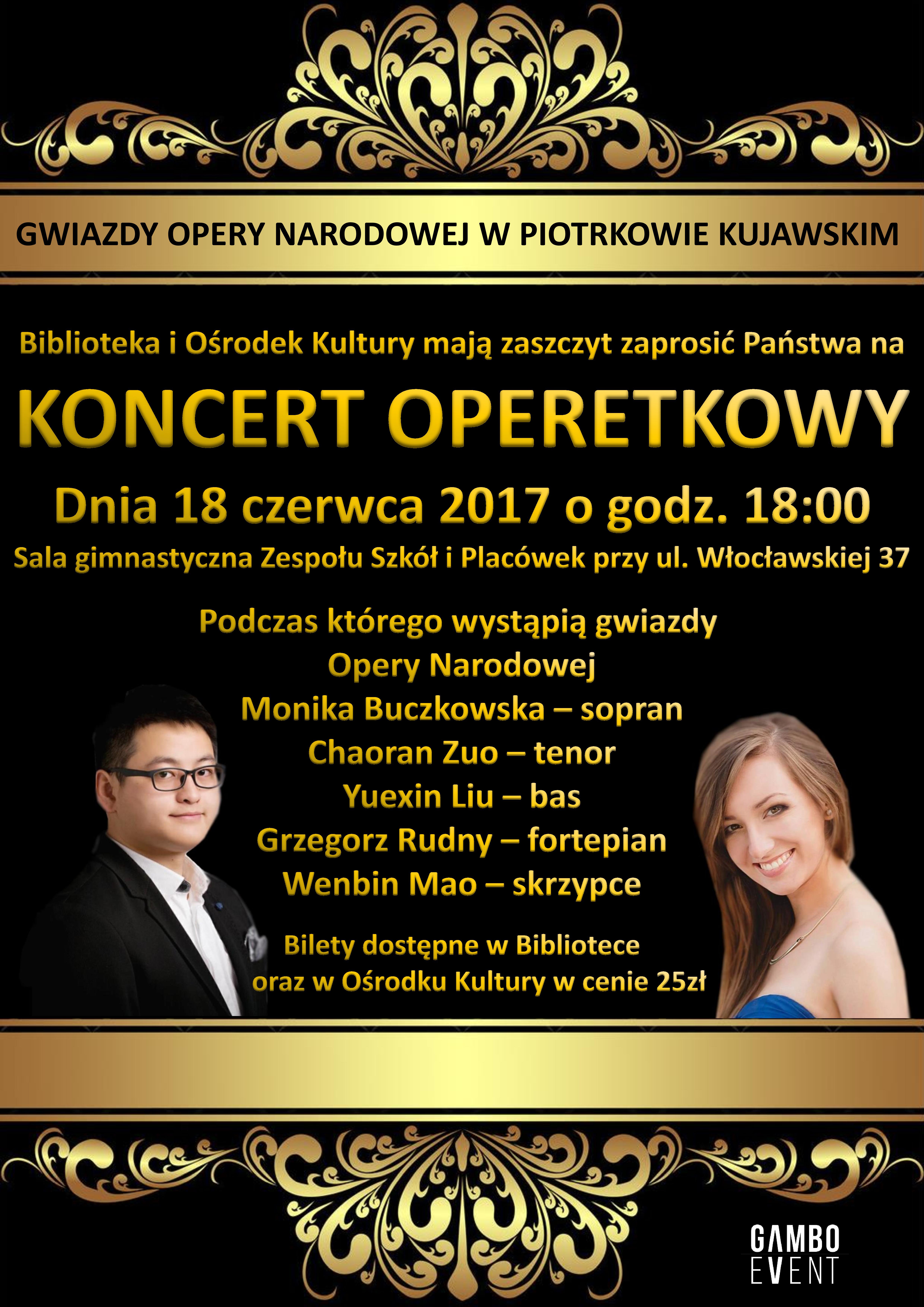 Zaproszenie - KONCERT OPERETKOWY